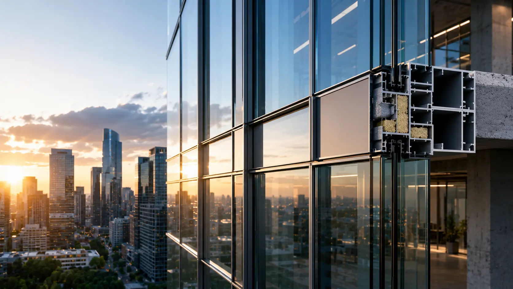 Commercial curtain wall facade